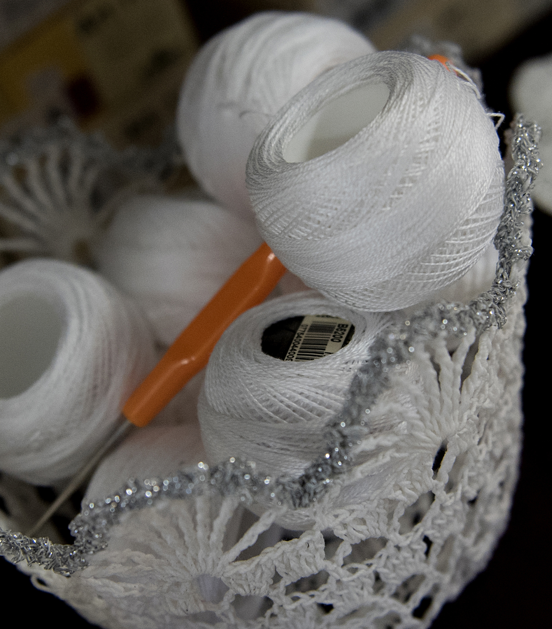 Perlegarn hvid, merciseret bomuld