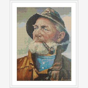 Fiskeren i petit point broderi. 27 x 36 cm