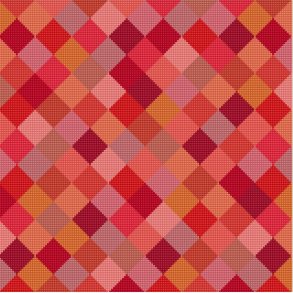 R�de kvadrater p� hynde eller pude